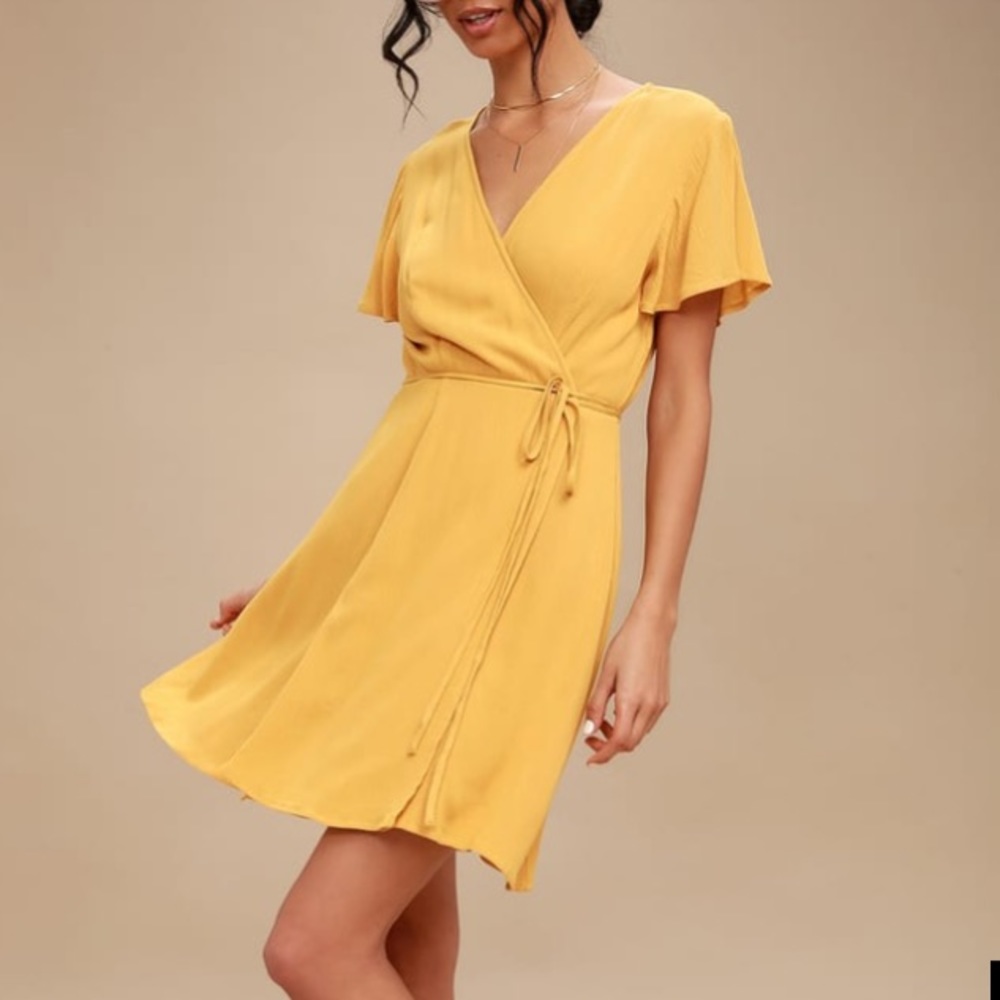 Harbor Point Mustard Yellow Wrap Dress, NWT